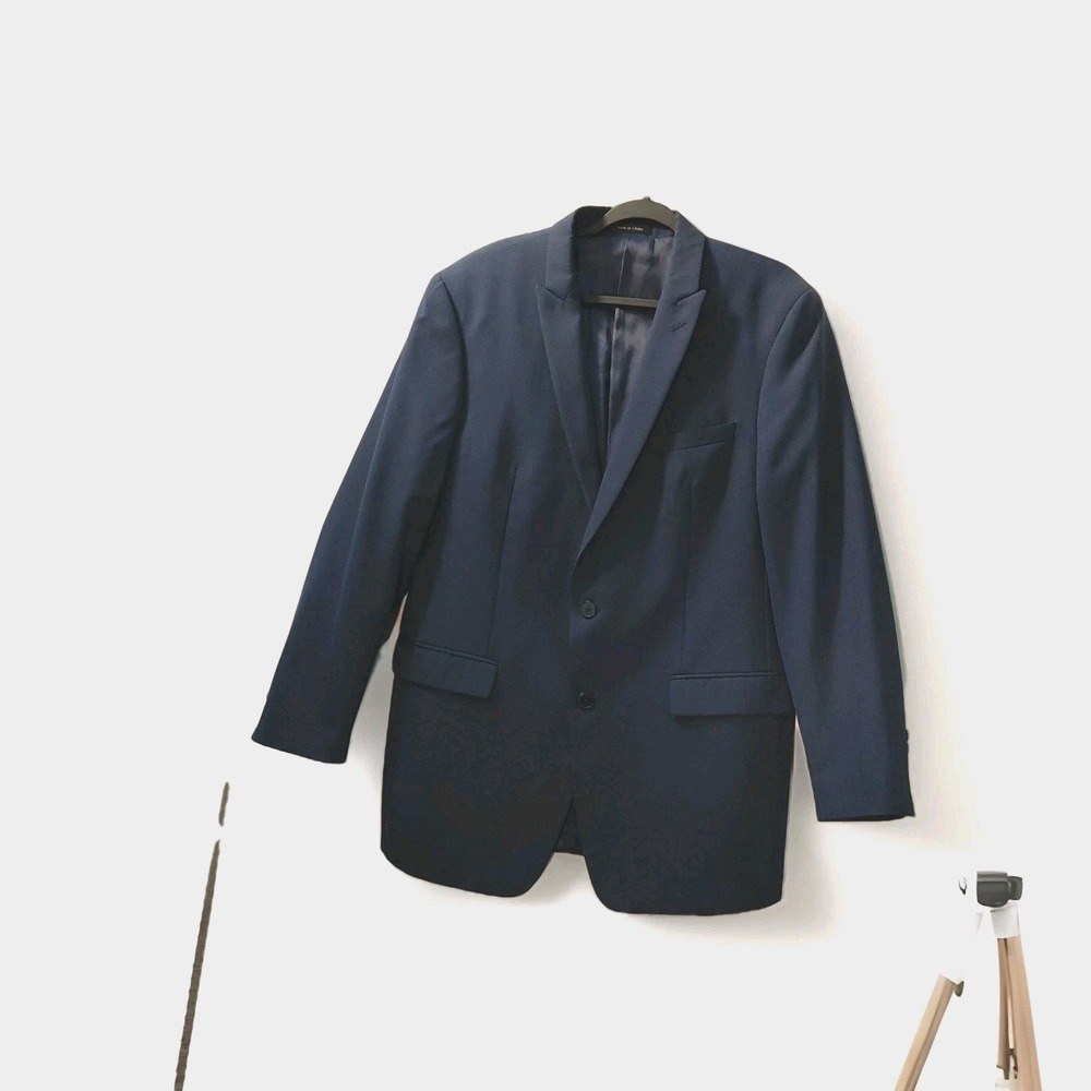Men's Calvin Klein‎  Navy Blue Blazer In Extreme Slim Tall Wool & Polyester 44L